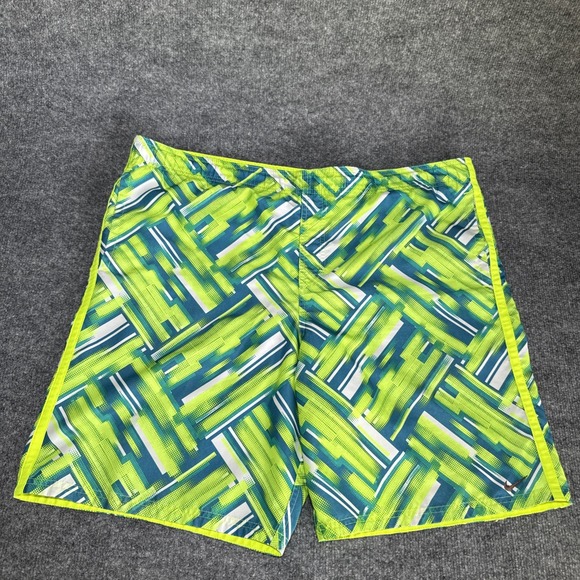 Nike Other - Nike Board Shorts Green Geometric Swim Trunks Men L Mesh Lined Surf Better World
